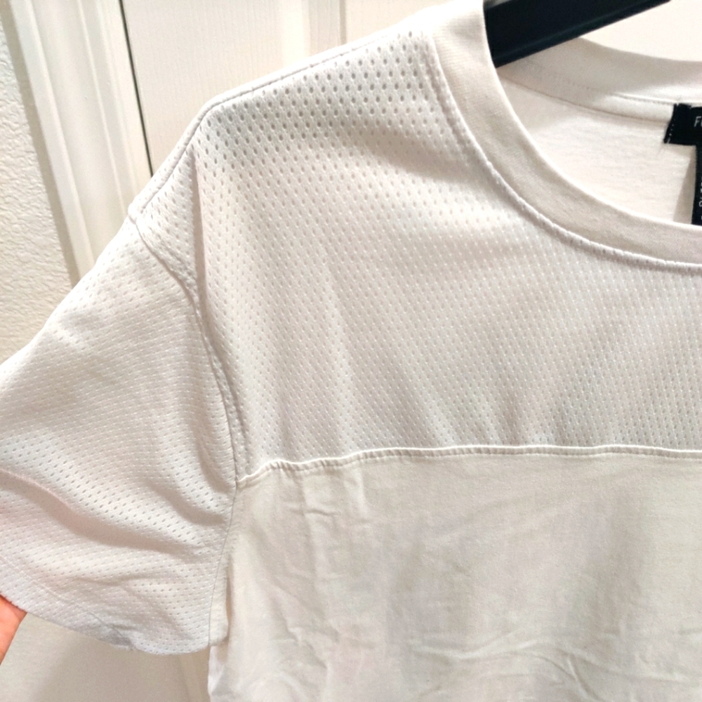 Dual Half Jersey Mesh White Tee Shirt